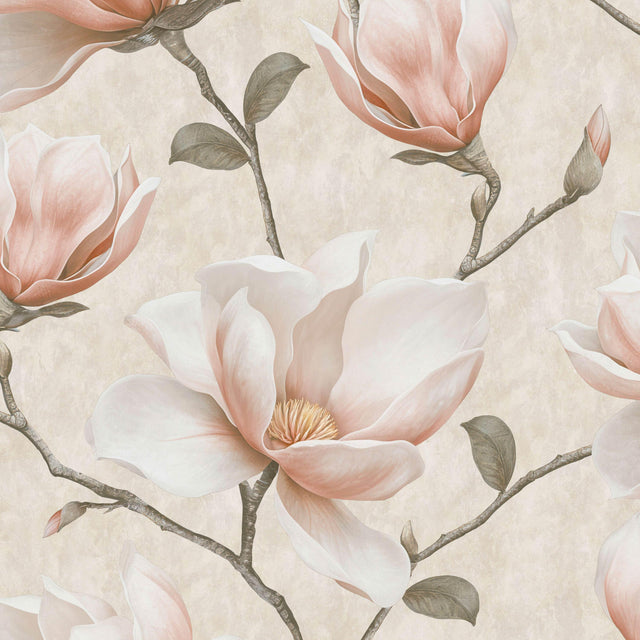 Veer Decor Grand Magnolia Orange Wallpaper