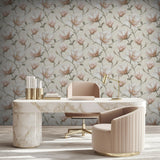 Veer Decor Grand Magnolia Orange Wallpaper