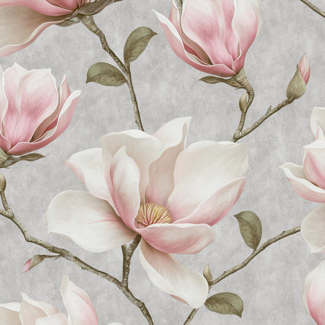 Veer Decor Grand Magnolia Grey Wallpaper