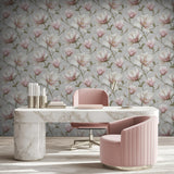 Veer Decor Grand Magnolia Grey Wallpaper