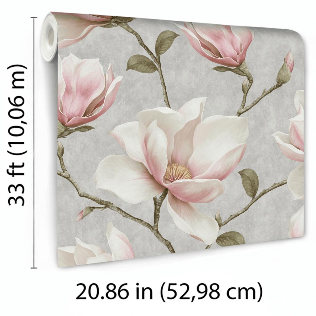 Veer Decor Grand Magnolia Grey Wallpaper