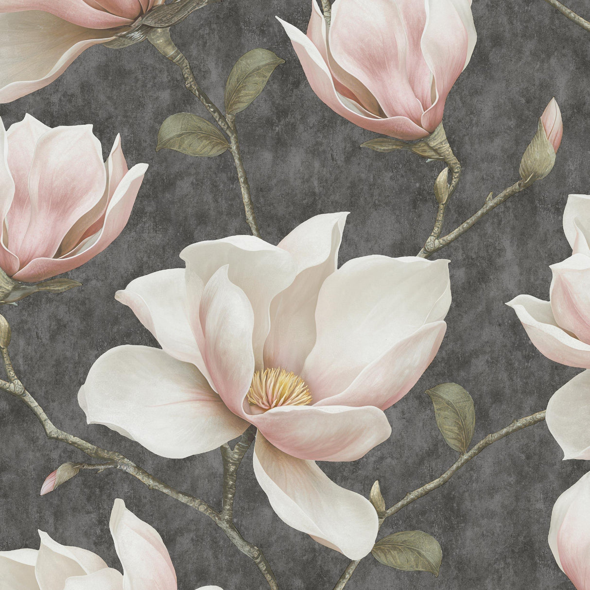 Veer Decor Grand Magnolia Black Wallpaper