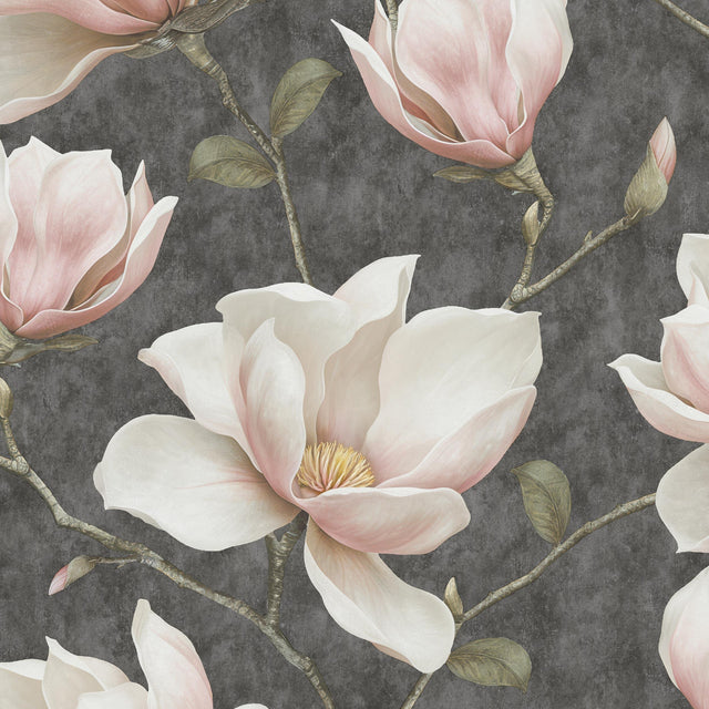 Veer Decor Grand Magnolia Black Wallpaper