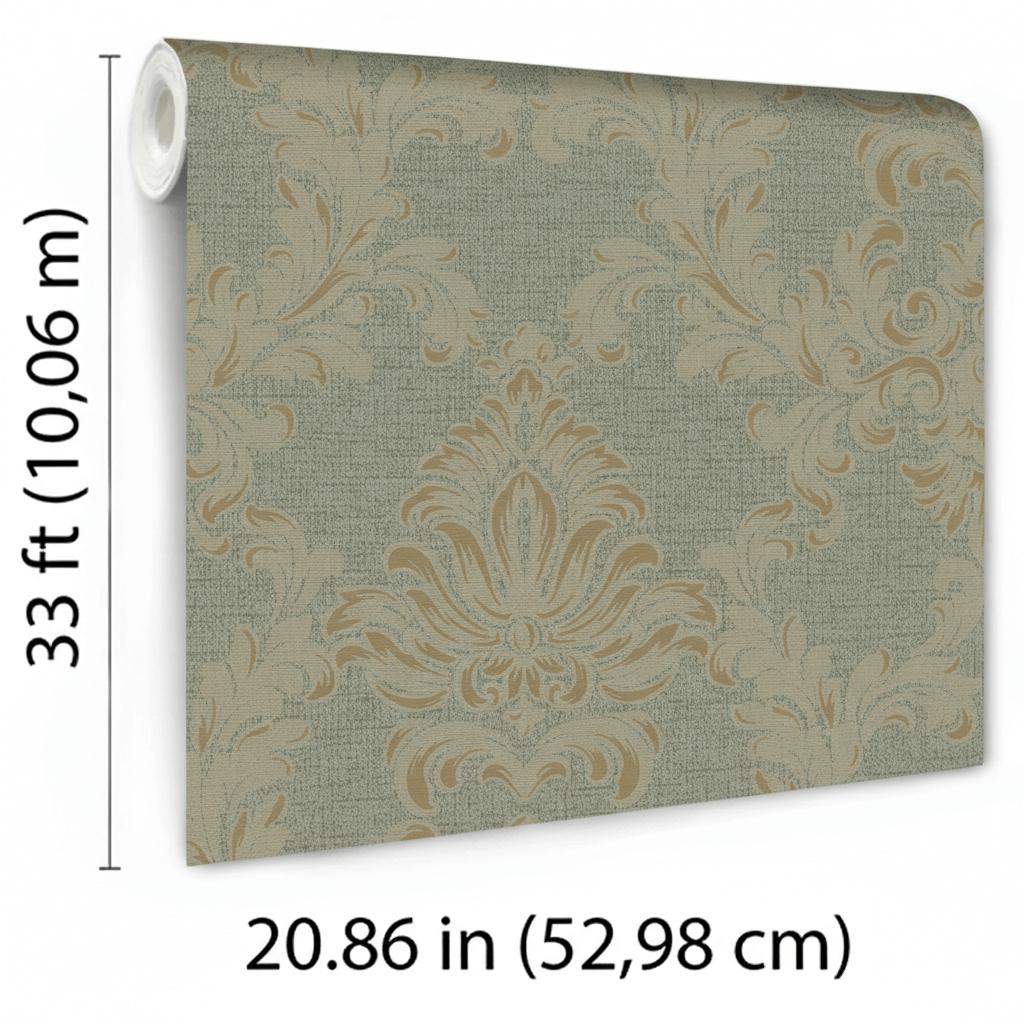 Veer Decor Venezia Damask Green Wallpaper