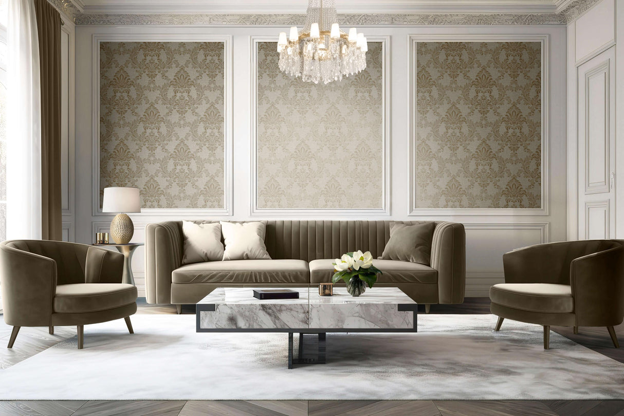 Veer Decor Venezia Damask Beige Wallpaper