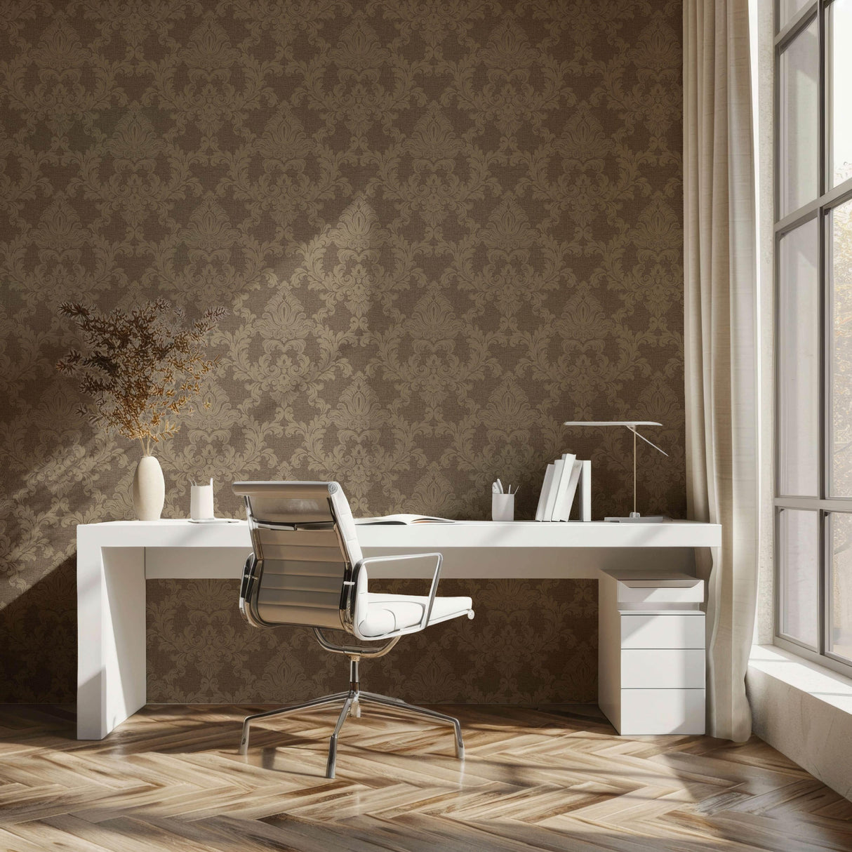 Veer Decor Venezia Damask Taupe Wallpaper
