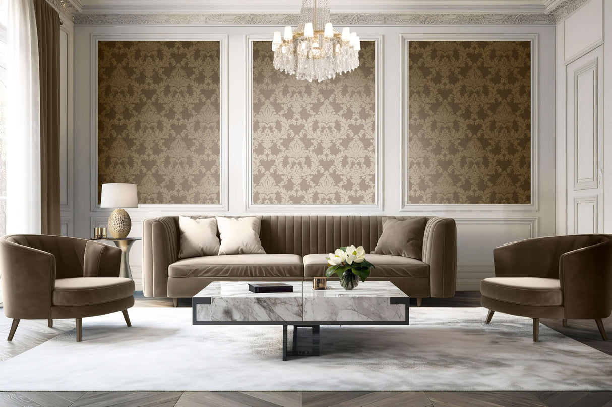 Veer Decor Venezia Damask Taupe Wallpaper