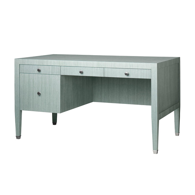 Thibaut Wrapped Desk W/ File Cabinet & Glass Top 7837-T55