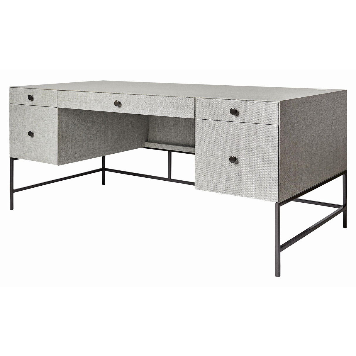 Thibaut Wrapped Desk Metal Base & Glass Top 7875-T71