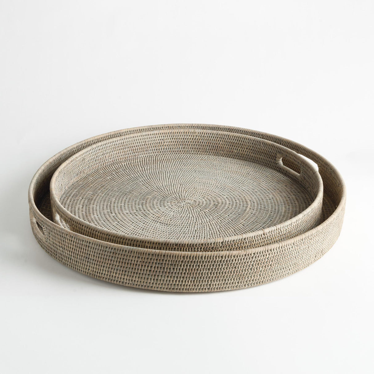 Napa  BURMA RATTAN ROUND OTTOMAN TRAYS LG ST/2