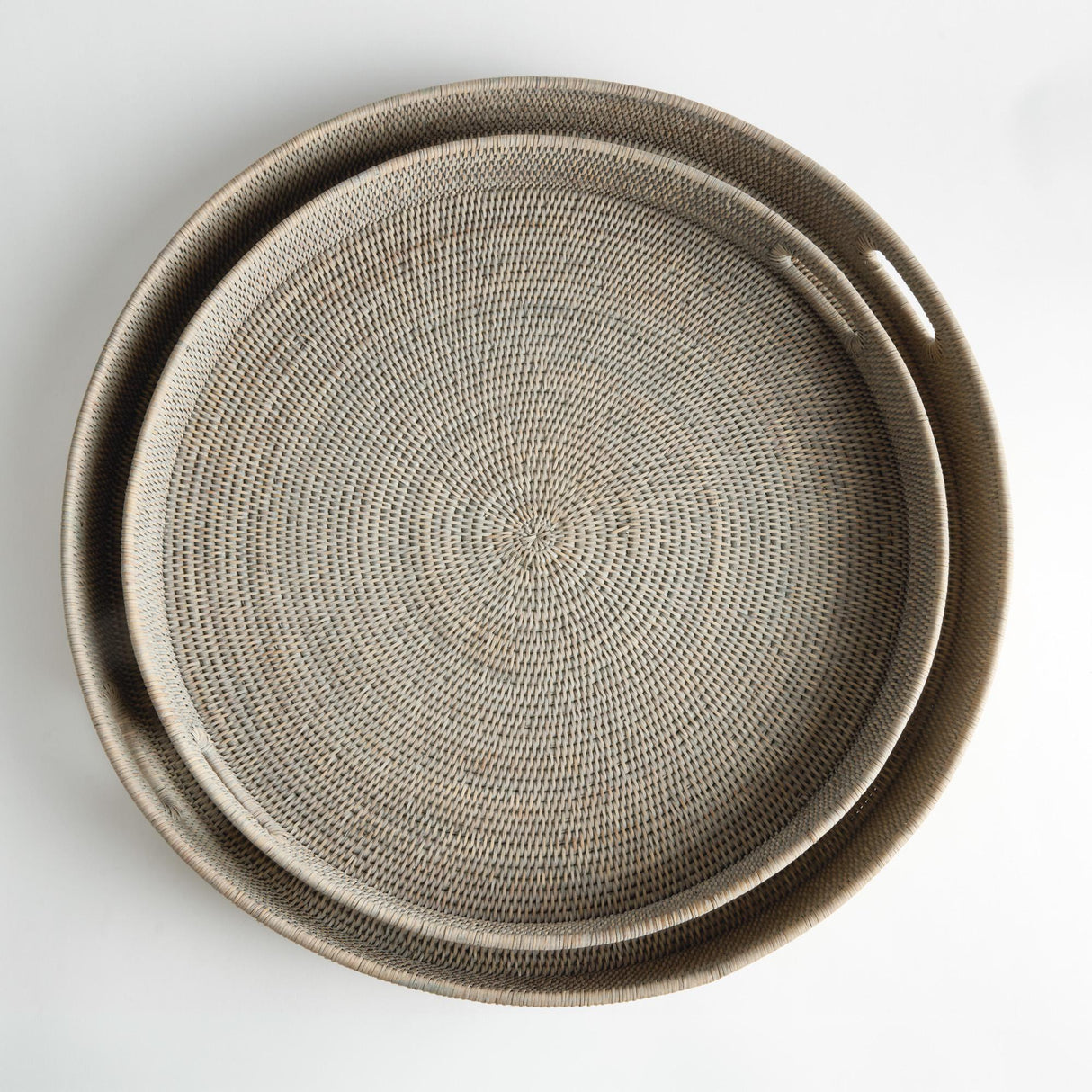 Napa  BURMA RATTAN ROUND OTTOMAN TRAYS LG ST/2
