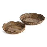 Napa  BURMA RATTAN SCALLOPED TRAYS ST/2