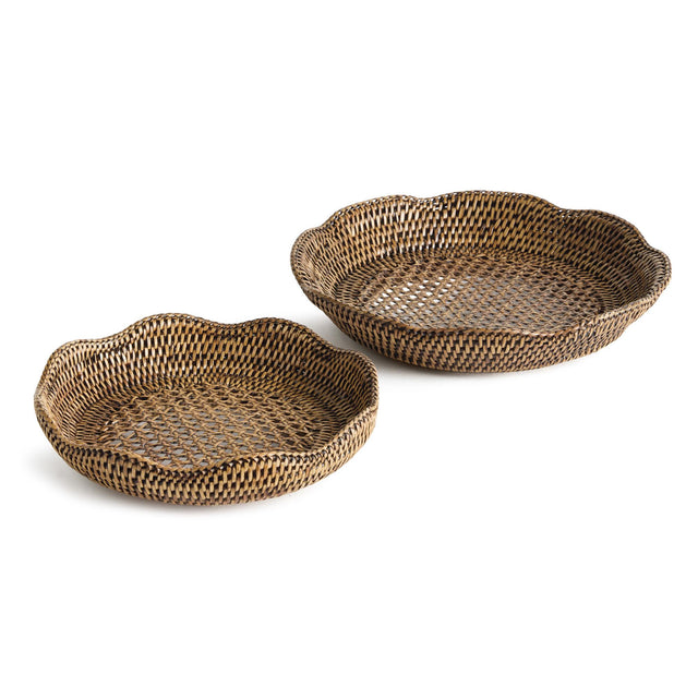 Napa  BURMA RATTAN SCALLOPED TRAYS ST/2