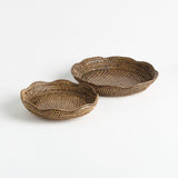 Napa  BURMA RATTAN SCALLOPED TRAYS ST/2
