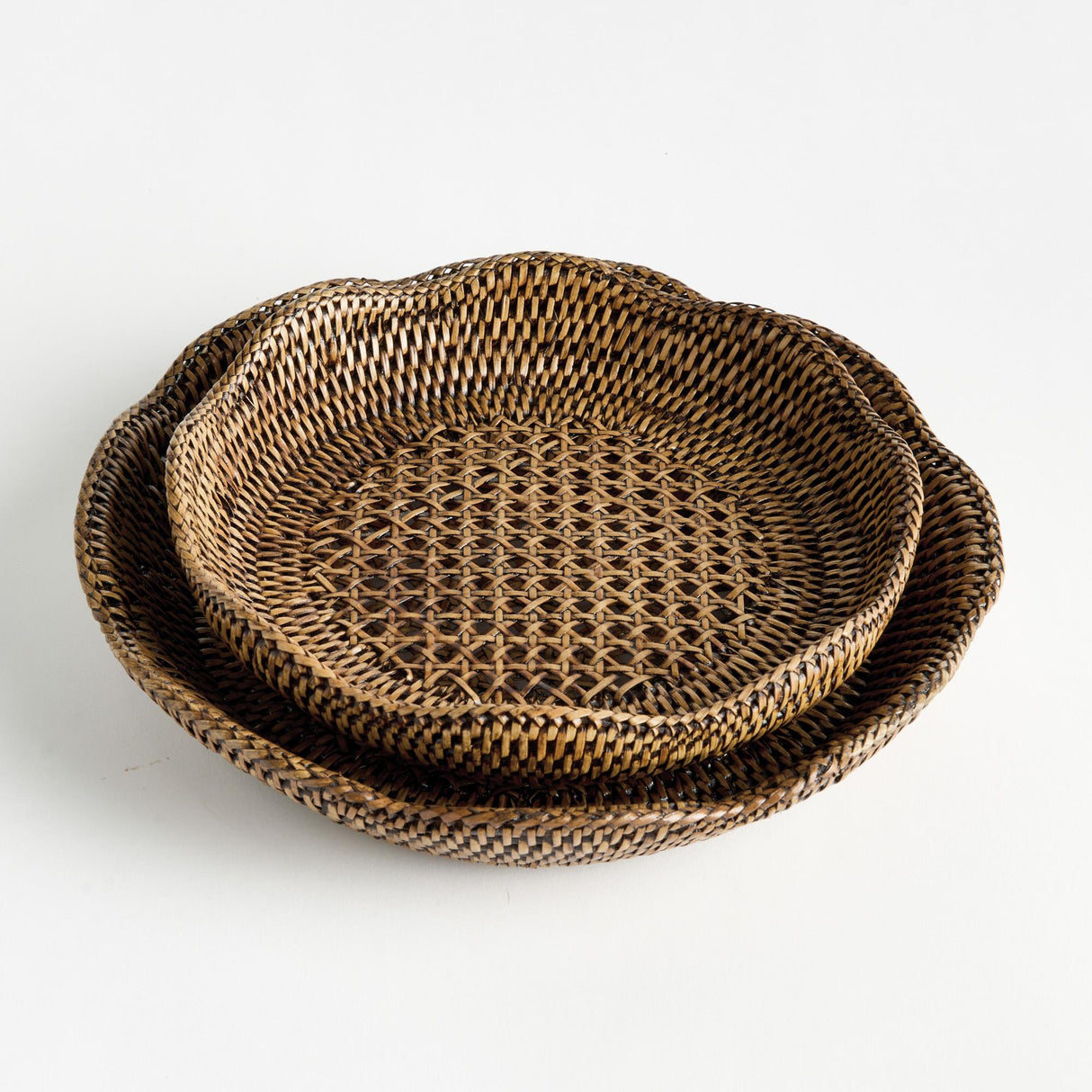 Napa  BURMA RATTAN SCALLOPED TRAYS ST/2
