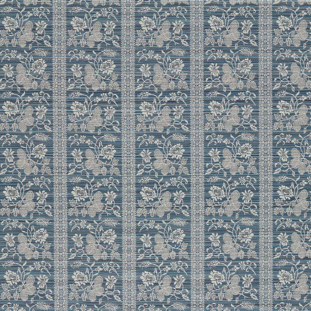 Zoffany Filigree Bellagio Stripe Blue Stone Fabric