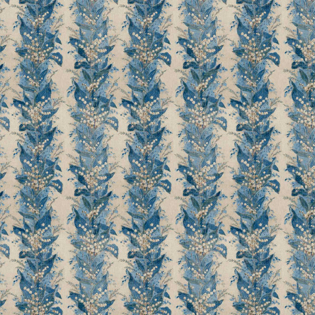 Zoffany Lily Stripe Chalk/Blue Stone Fabric