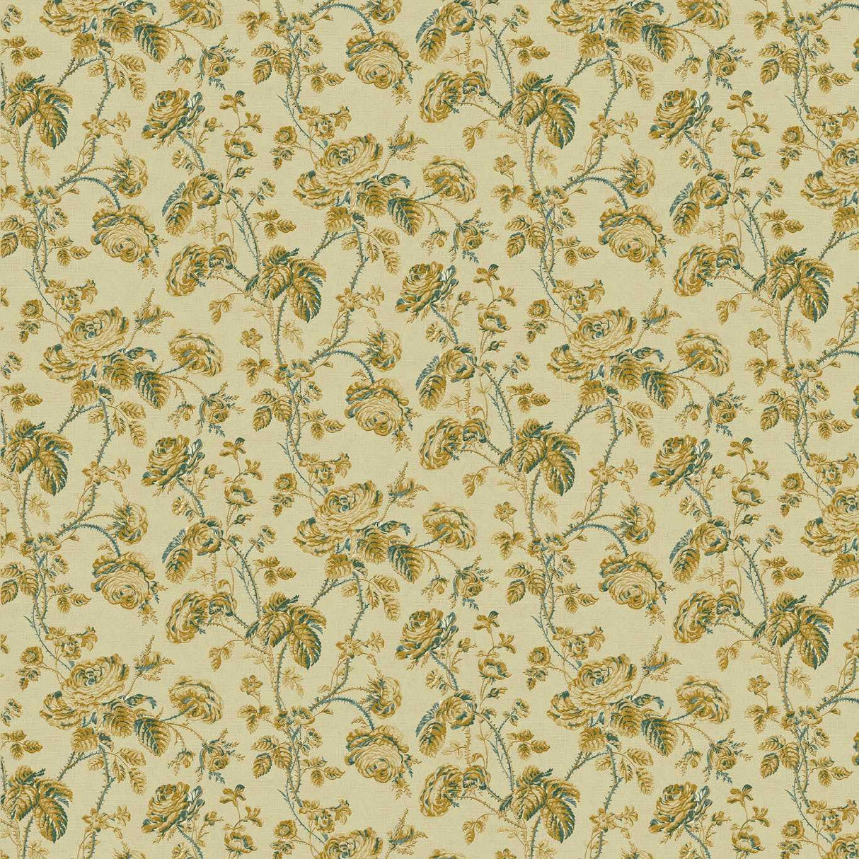 Zoffany Thorny Vine Silk Yellow Fabric