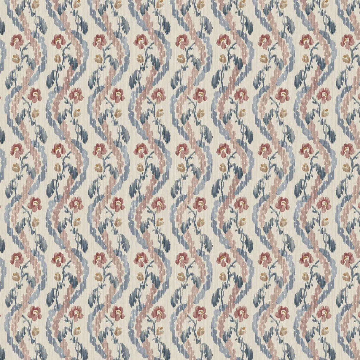 Zoffany Winter Garden Indigo/Red Fabric