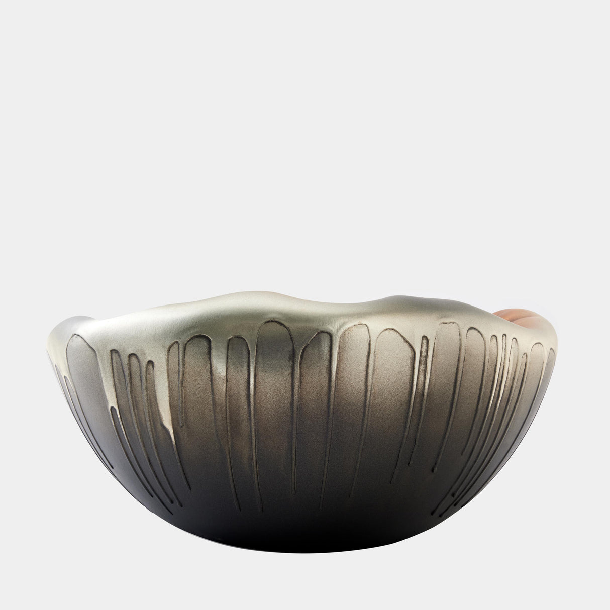 Surya GV Selena Selena Textured Silver and Graphite Bowl 9"H x 13"W x 13"D Decorative Bowl