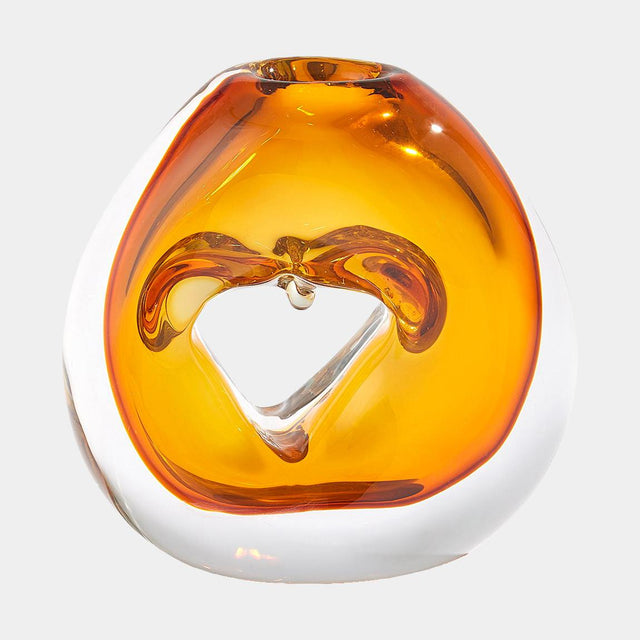 Surya GV Lacuna Lacuna Single Hole Glass Amber Vase 8"H x 4"W x 8"D Vase