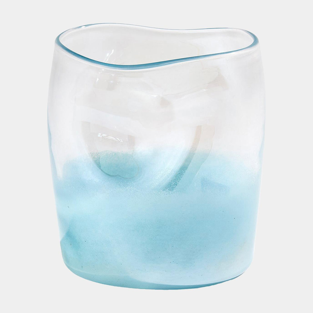 Surya GV Woozy Woozy Vase-Clear/Blue 8"H x 7"W x 7"D Vase