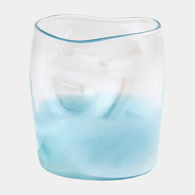 Surya GV Woozy Woozy Vase-Clear/Blue 8"H x 7"W x 7"D Vase
