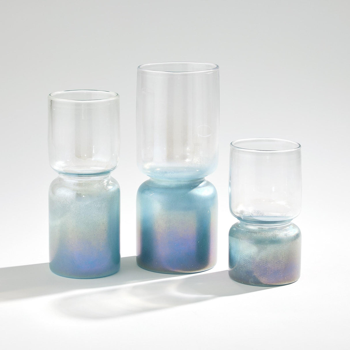 Surya GV Nipped-In Nipped-In Vase-Clear/Blue 9"H x 5"W x 5"D Vase