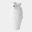 Surya GV Tousle Ruffle Top Vase-White 13"H x 7"W x 7"D Vase