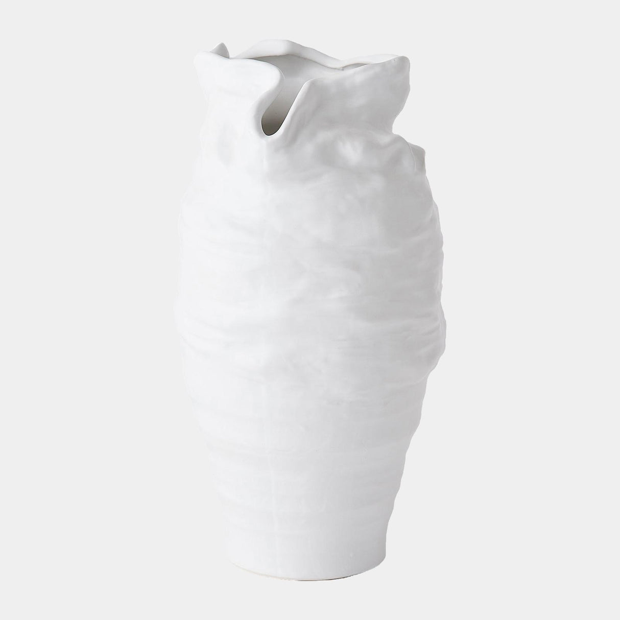 Surya GV Tousle Ruffle Top Vase-White 13"H x 7"W x 7"D Vase