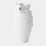Surya GV Tousle Ruffle Top Vase-White 13"H x 7"W x 7"D Vase
