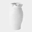 Surya GV Tousle Ruffle Top Vase-White 12"H x 7"W x 7"D Vase
