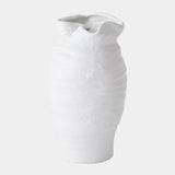 Surya GV Tousle Ruffle Top Vase-White 12"H x 7"W x 7"D Vase