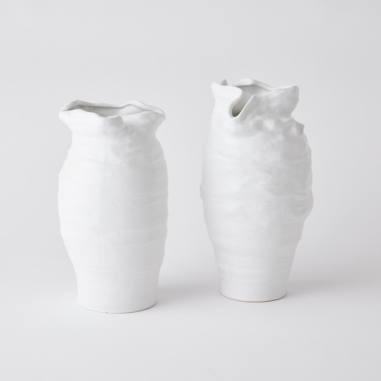 Surya GV Tousle Ruffle Top Vase-White 12"H x 7"W x 7"D Vase