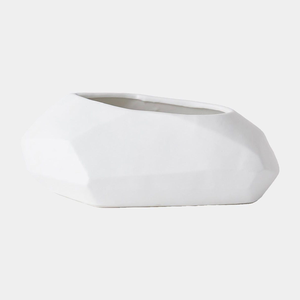 Surya GV Kryptero Kryptero Geometric Angled Planter-White 5"H x 7"W x 13"D Planter