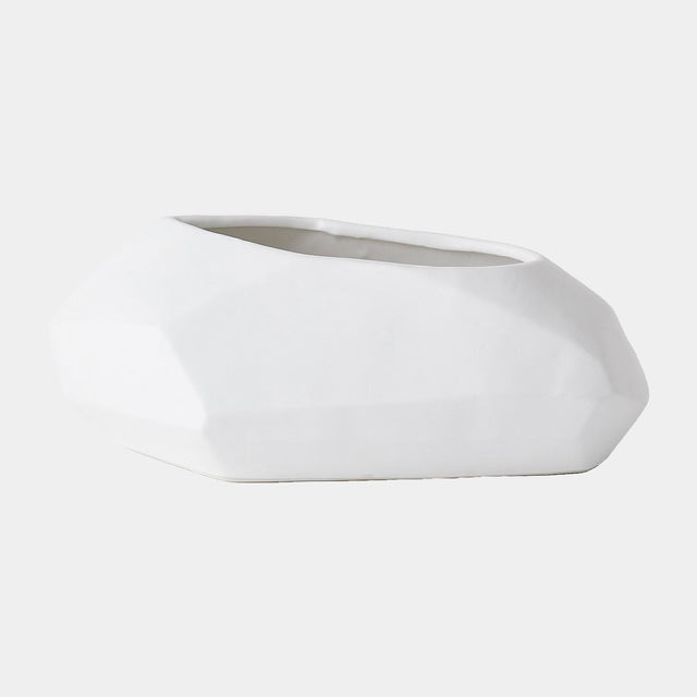 Surya GV Kryptero Kryptero Geometric Angled Planter-White 5"H x 7"W x 13"D Planter
