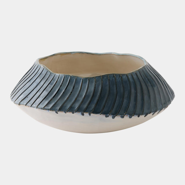 Surya GV Aiden Aiden Etched Blue Rimed Planter 5"H x 12"W x 12"D Decorative Bowl