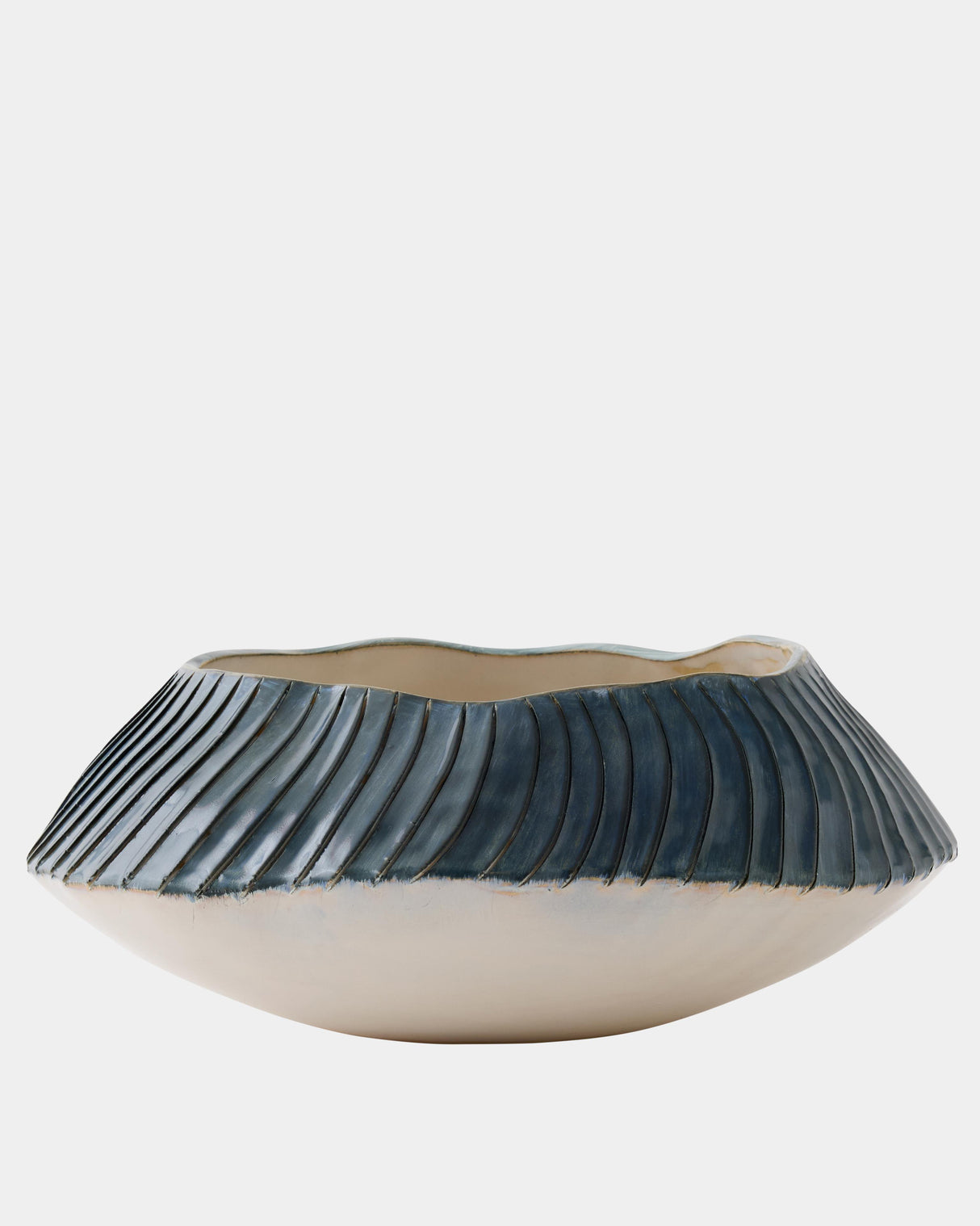 Surya GV Aiden Aiden Etched Blue Rimed Planter 5"H x 12"W x 12"D Decorative Bowl