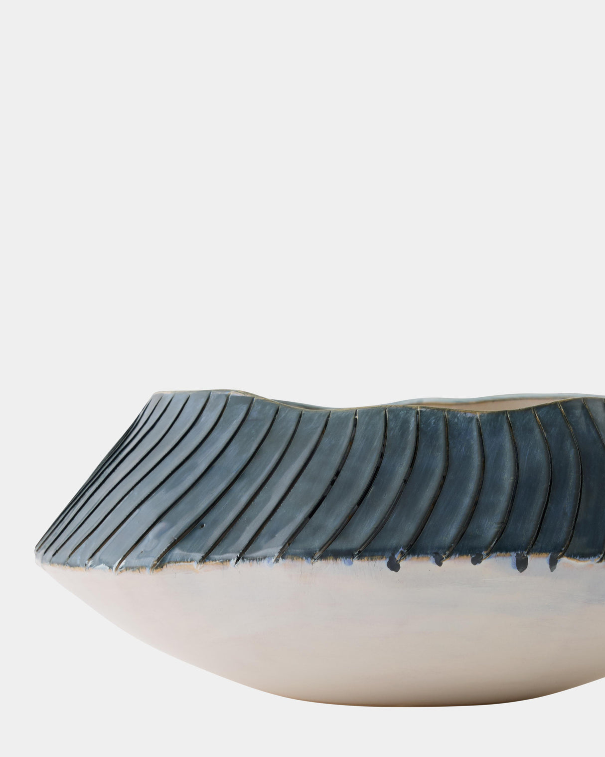 Surya GV Aiden Aiden Etched Blue Rimed Planter 5"H x 12"W x 12"D Decorative Bowl