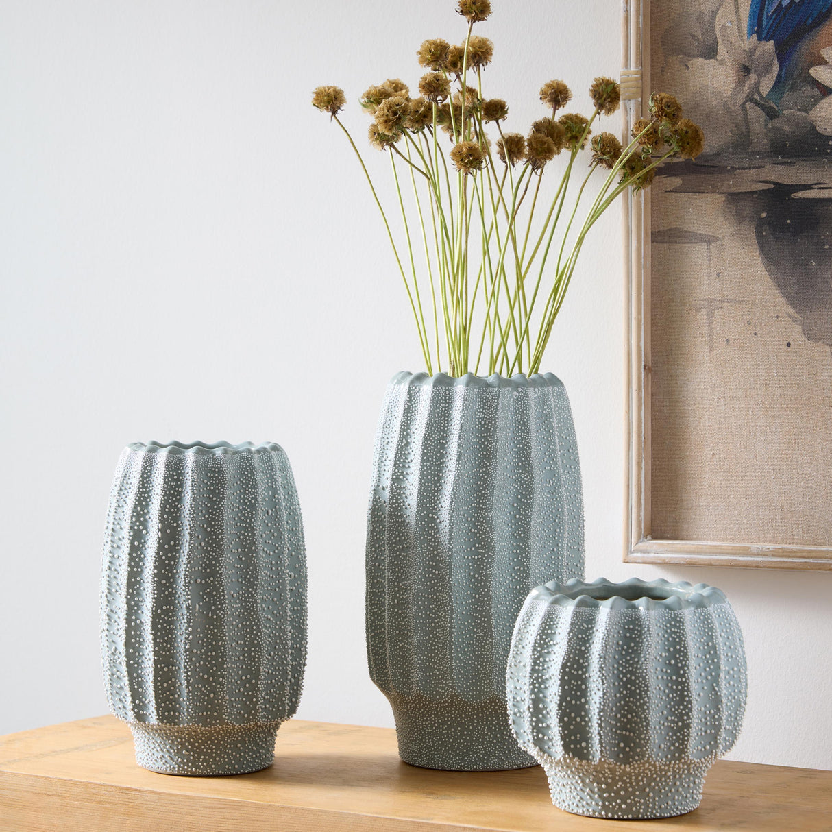 Surya GV Echinus Echinus Vase-Green 9"H x 6"W x 6"D Vase