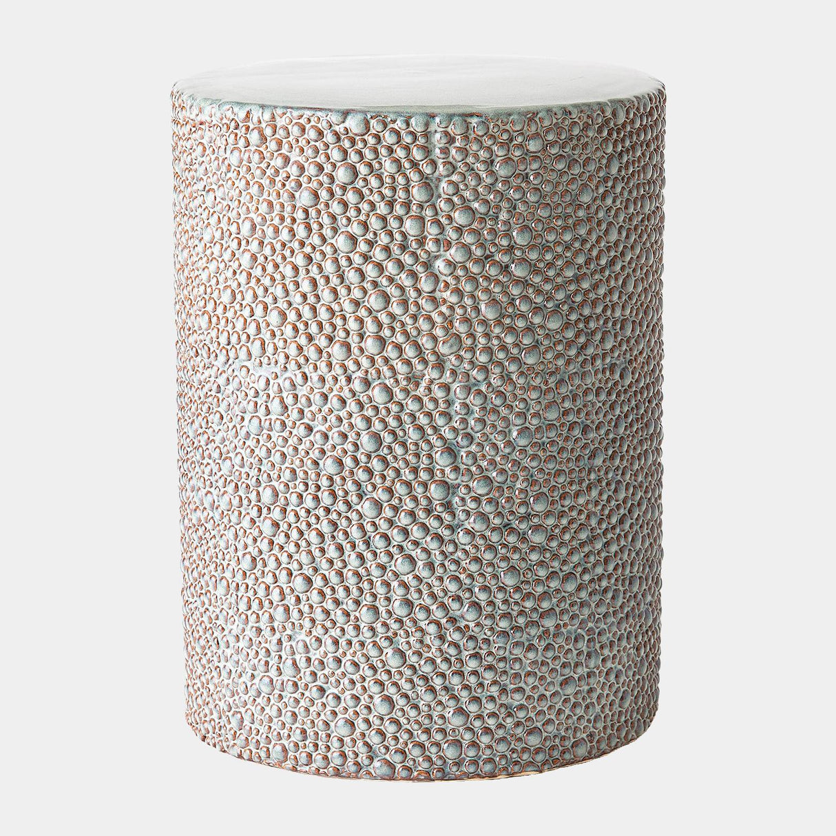 Surya GV Calcasieu Ferradas Stone Stool-Shiny Gray/White 19"H x 13"W x 13"D Accent Table