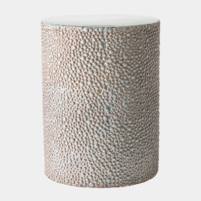 Surya GV Calcasieu Ferradas Stone Stool-Shiny Gray/White 19"H x 13"W x 13"D Accent Table
