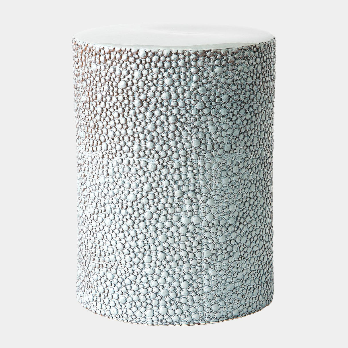 Surya GV Calcasieu Ferradas Stone Stool-Shiny Blue/White 19"H x 13"W x 13"D Accent Table