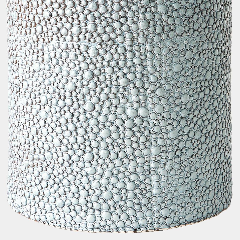 Surya GV Calcasieu Ferradas Stone Stool-Shiny Blue/White 19"H x 13"W x 13"D Accent Table
