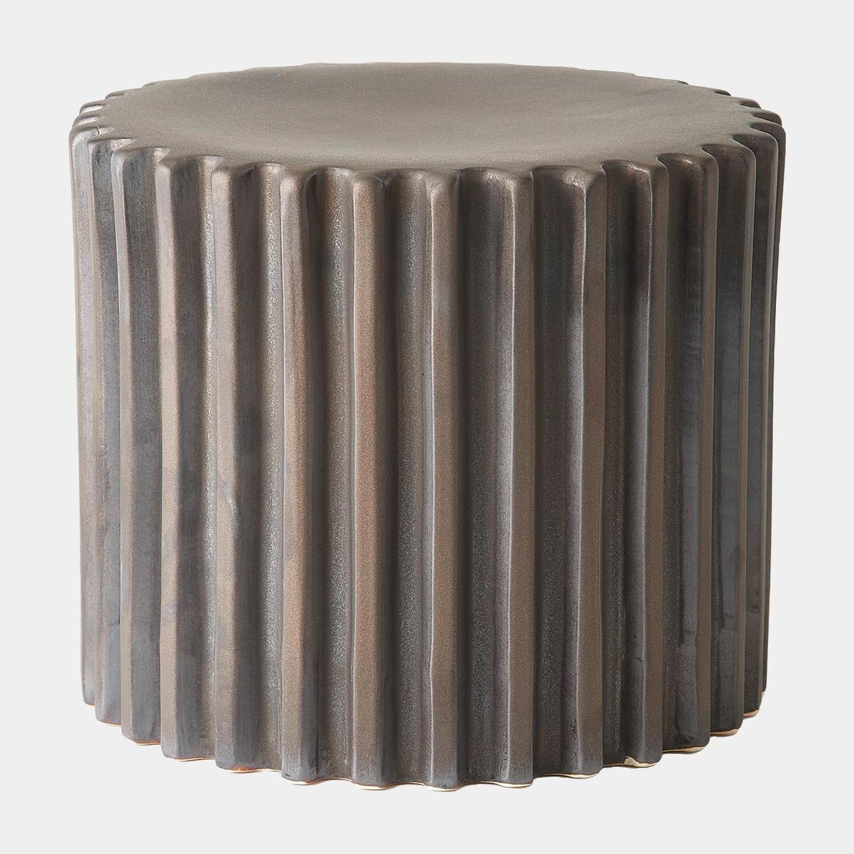 Surya GV Perry Perry Gear Stool-Matte Brown-Wide 13"H x 16"W x 16"D Accent Table