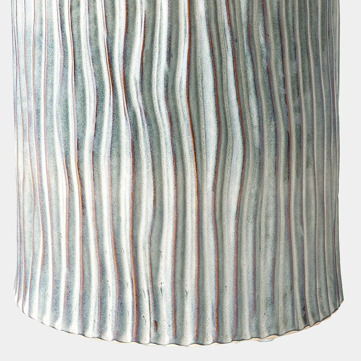 Surya GV Bromily Bromily Texture Wave Stool-Shiney Gray 18"H x 12"W x 12"D Accent Table