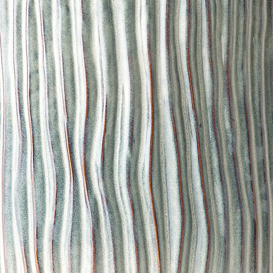 Surya GV Bromily Bromily Texture Wave Stool-Shiney Gray 18"H x 12"W x 12"D Accent Table