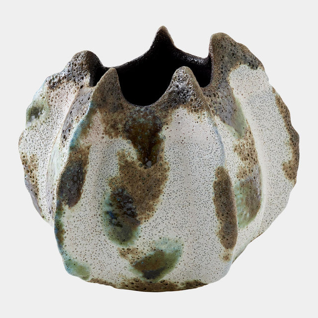 Surya GV Pinched Ceramic Pinched Vase-Green 9"H x 10"W x 10"D Vase
