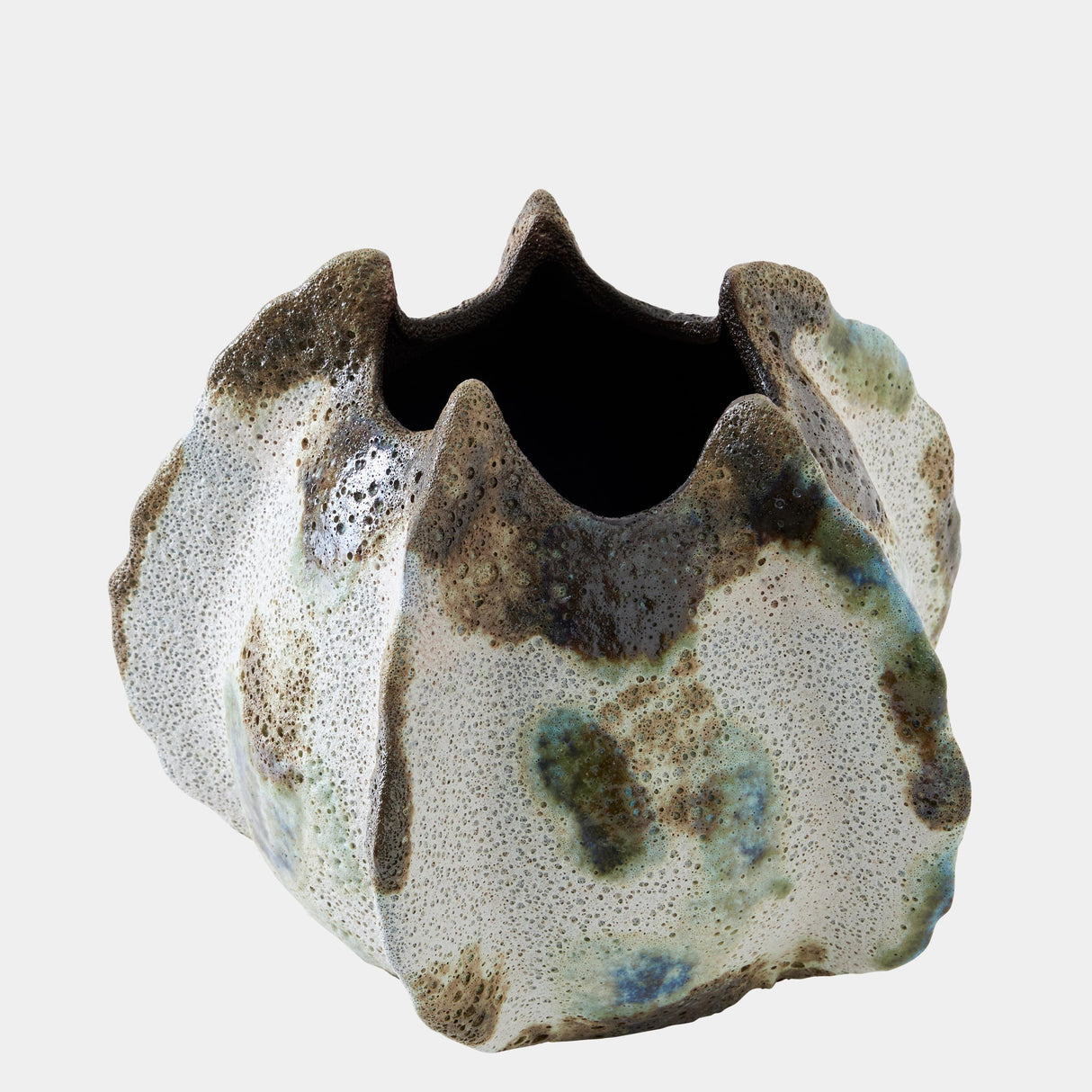 Surya GV Pinched Ceramic Pinched Vase-Green 9"H x 10"W x 10"D Vase