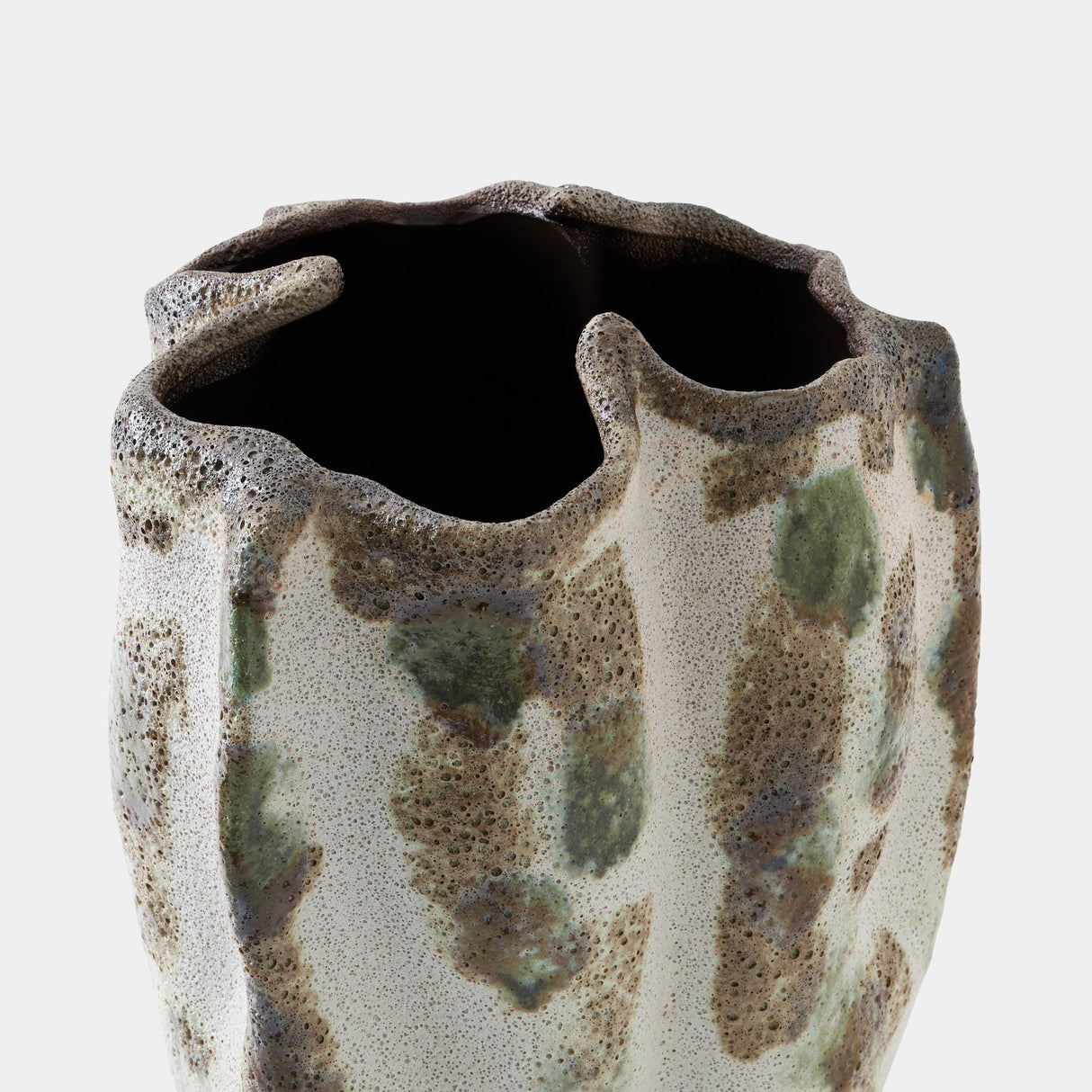 Surya GV Pinched Ceramic Pinched Vase-Green 15"H x 11"W x 11"D Vase